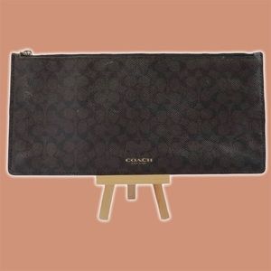 Coach Long Clutch/Wallet Brown Monogram with Gold